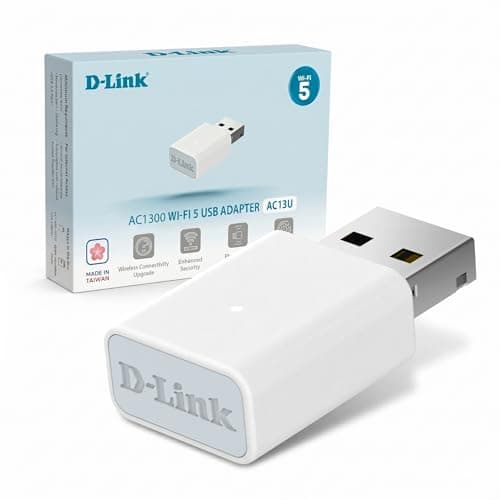 D-Link AC13U Adattatore USB Wi-Fi 5 AC1300 per PC/Desktop/Notebook, MU-MIMO, Dual Band, WPA3, USB 3.2, Design Compatto, Compatibile con Windows 11/10