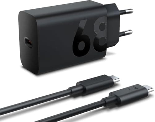 Lenovo 68W USB-C GaN Wall Charger, alimentatore da parete USB-C PD 68W con Cavo 1,5m 6A, Caricabatterie a Ricarica Rapida e Sicura per Tablet, PC e Dispositivi Compatibili