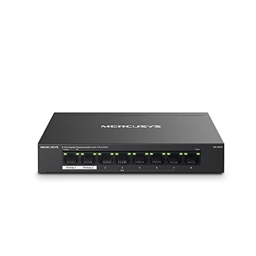 MERCUSYS MS108GP Switch 8 Porte Gigabit, 7 Porte PoE+, Custodia in Metallo