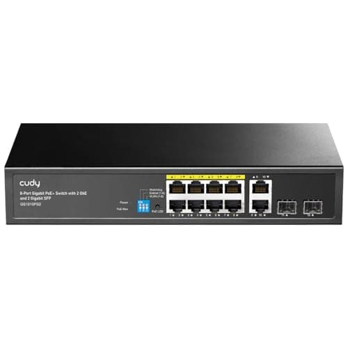Cudy Switch Gigabit Ethernet Non Gestito PoE+ 8 Porte, 120W, 8 Porte Gigabit PoE+, 2 SFP, 2 Porte Uplink, Modalità VLAN/Extend, 802.3af/at, GS1010PS2