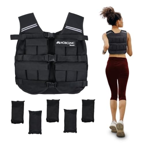 Mobiclinic®, Gilet con zavorra, Regolabile, Tessuto oxford 600d, Peso incluso, Strisce riflettenti, Per aumentare il carico e l'intensità dell'allenamento, Iron