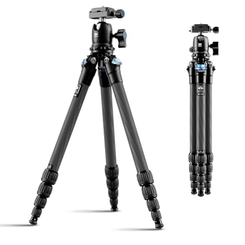 SIRUI 127cm Treppiede Fotocamera Carbonio Fibra AM-225, Portatile Treppiede da Viaggio con Testa a Sfera B-00K e Piastra a Sgancio Rapido, Cavalletto Fotografico per Videocamera, Carico Massimo 6KG
