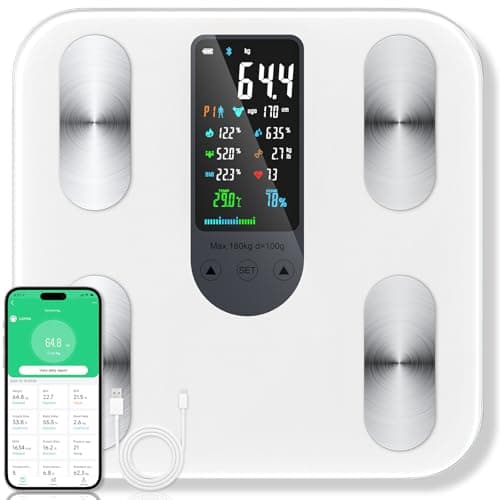 RWSRW Bilancia Pesapersone Digitale, Bilancia Impedenziometrica Professionale Bilancia Pesapersone Smart Bluetooth con Ampio Display con App 22 Indici