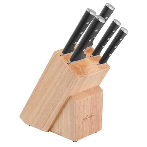 Lagostina IceForce, Set Coltelli con Ceppo, 5 Pezzi in Acciaio Inox con Tecnologia Ice Force, Affilatura Duratura e Precisione di Taglio