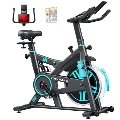 2026 Toputure Cyclette da Casa con App, Cyclette con 100 Livelli di Resistenza, Volano da 15 kg, Sistema di Ammortizzazione, Schermo LCD e Sensore di Frequenza Cardiaca, Supporta fino a 160 kg