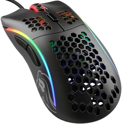 GLORIOUS Gaming Model D Mouse da Gaming Wired - Superleg. 68 g, a Nido D'ape, RGB, ergonomico, sensore Pixart 3360, Omron Switches, Piedini in PTFE, 6 Tasti - Nero Opaco