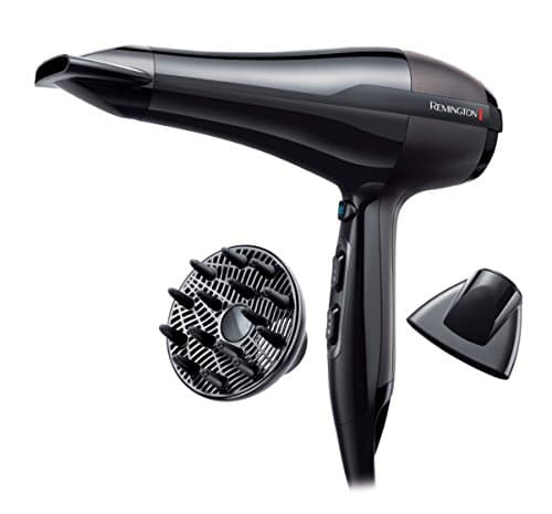 Remington Asciugacapelli Professionale 2300W - Generatore di ioni per lucentezza -motore di lunga durata, 3 livelli di riscaldamento, due ugelli per lo styling + diffusore, Pro Air AC5999