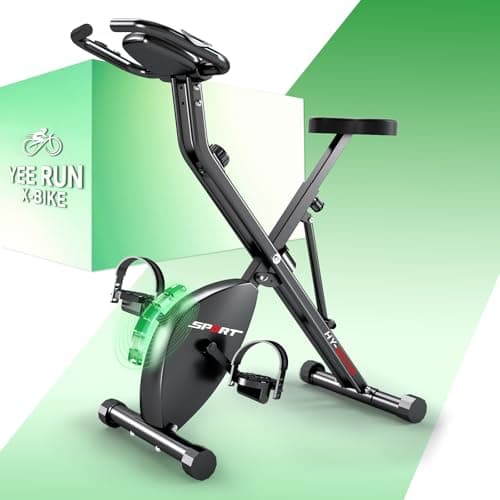 Cyclette da Casa - Cyclette pieghevole con schermo LCD e cardiofrequenzimetro, 8 livelli di resistenza magnetica, Portata massima: 120 kg, Altezza del sedile regolabile.