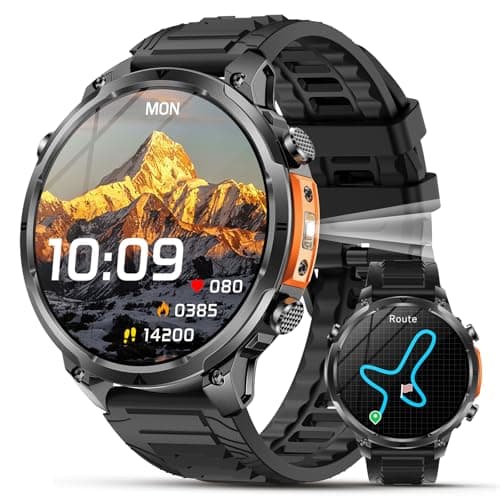 Lgnitek 2026 Nuovo GPS Smartwatch, Rugged Orologio Smartwatch Con Chiamate Bluetooth,1.7" Militari Smart Watch Per Frequenza Cardiaca,SpO2,Sonno, Stress,720MAH,Torcia,120+ Modalità Sport Android iOS