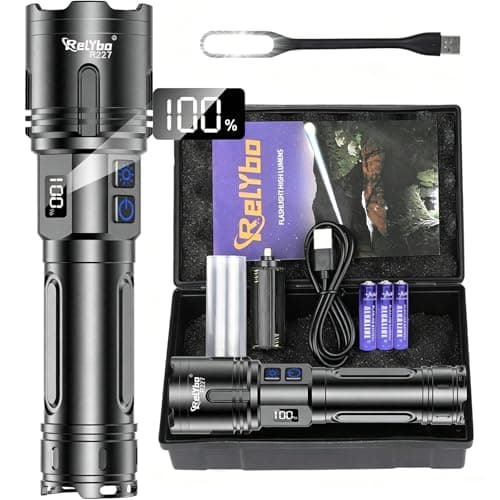 Relybo Torcia LED Potente Professionale 1,000,000 Lumens Ricaricabile USB C